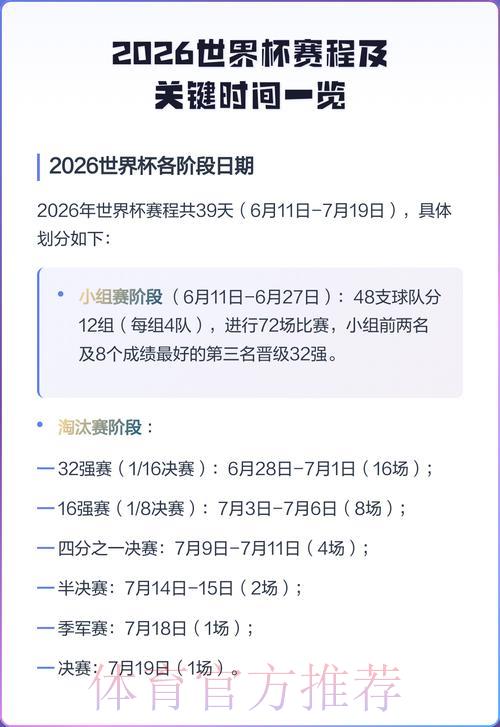 2026年世界杯赛事直播时间安排最新版